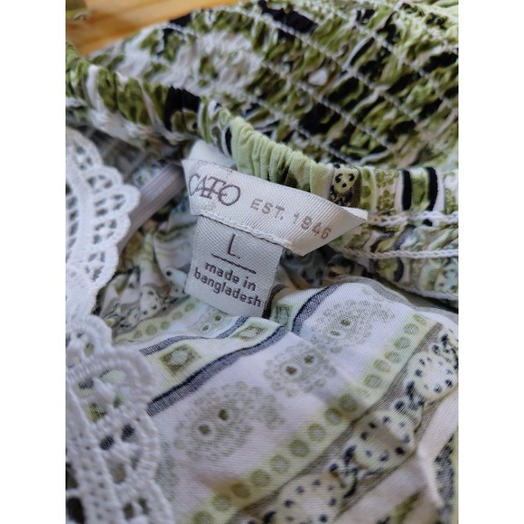 Y2K Babydoll Cami Top Paisley Lace Trim Sz L Forest Fairy - Picture 4 of 9